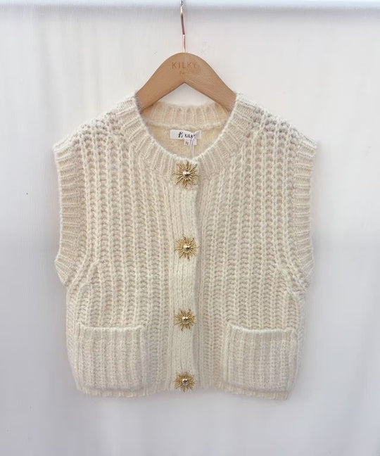 Gilet sans manches poches et boutons soleil 1771