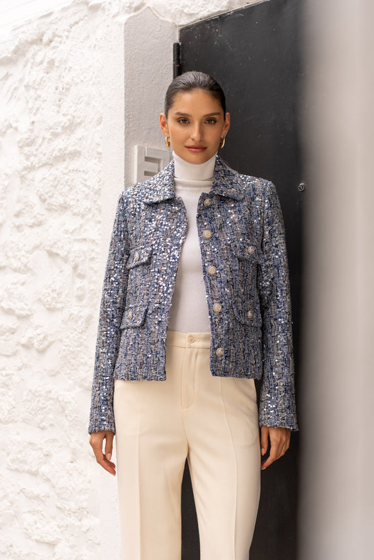 Veste à sequin bleu 2527
