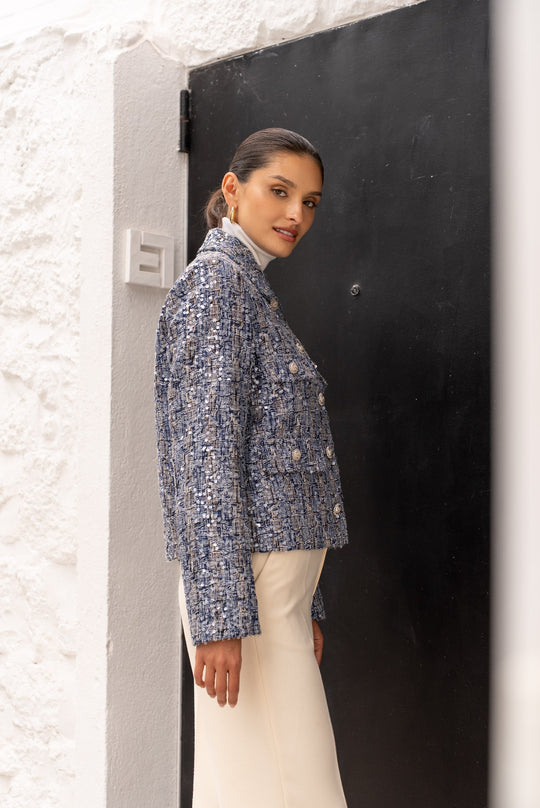Veste à sequin bleu 2527