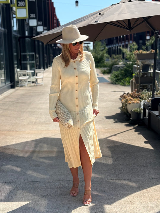 Robe pull longue JAUNE CLAIR 13235