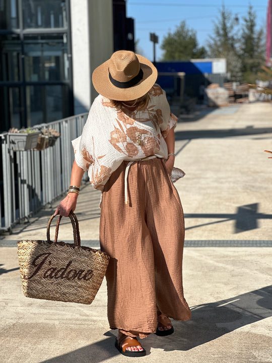 Pantalon tencel fluide camel 50162