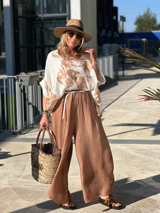 Blouse fluide camel 50168