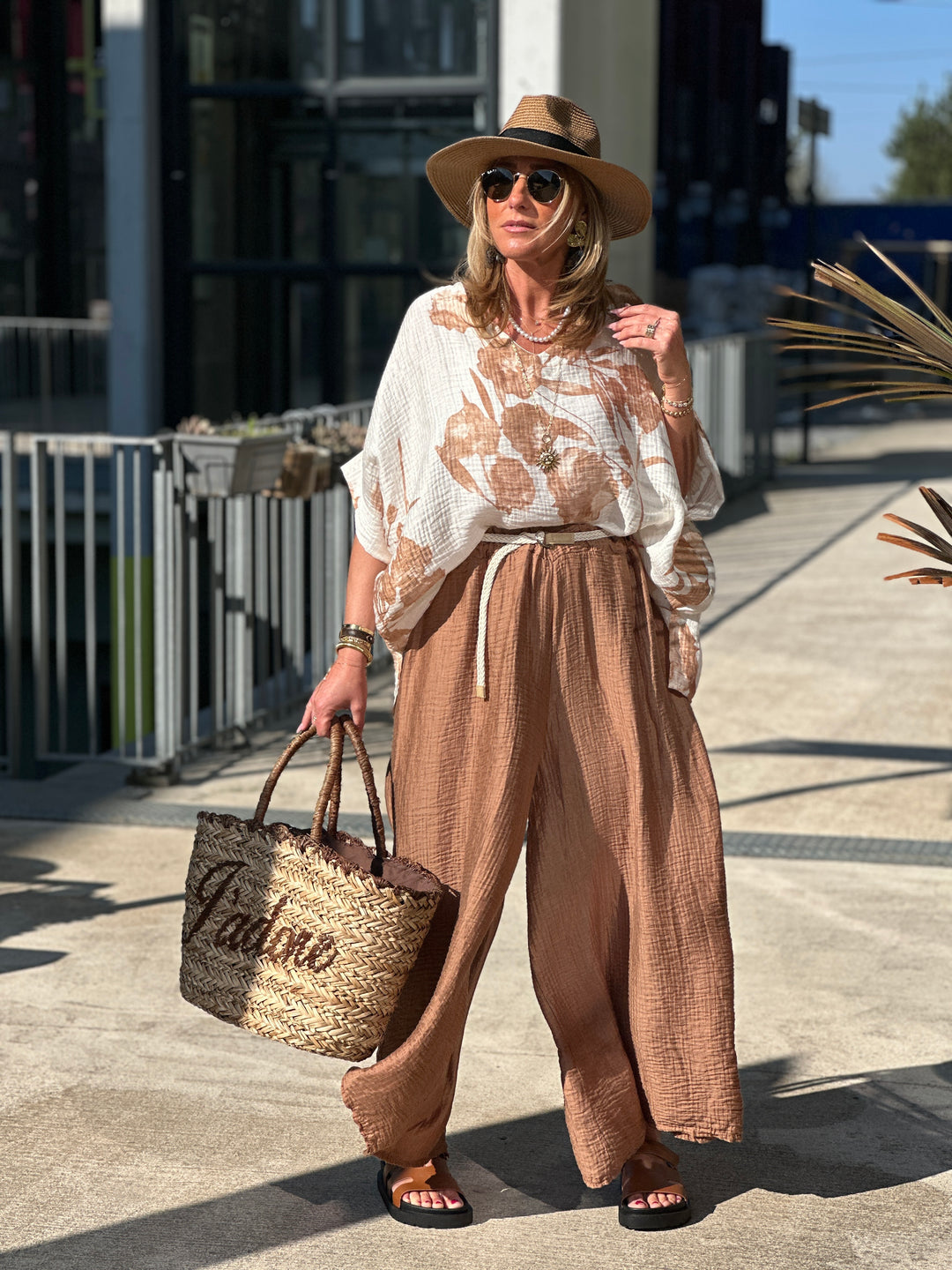 Pantalon tencel fluide camel 50162