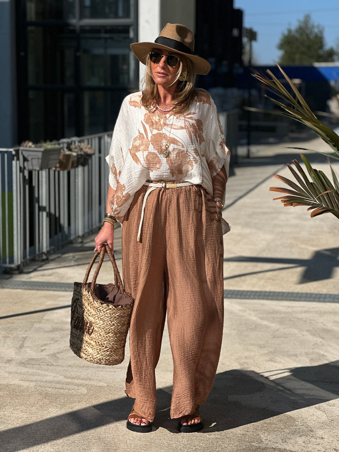 Pantalon tencel fluide camel 50162