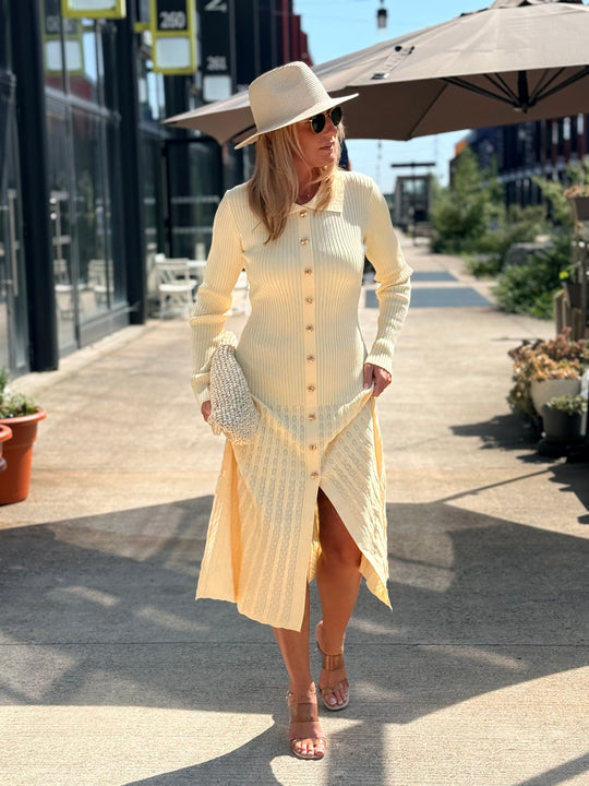 Robe pull longue JAUNE CLAIR 13235