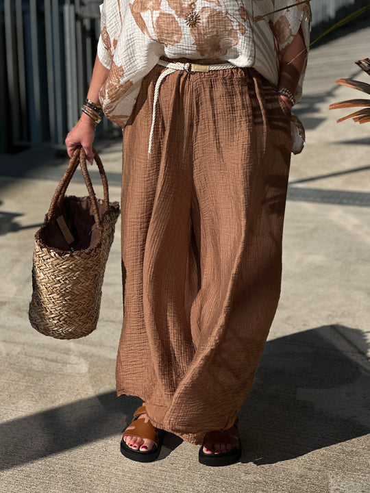 Pantalon tencel fluide camel 50162