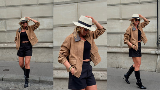 Veste effet daim col simili cuir Camel 5680