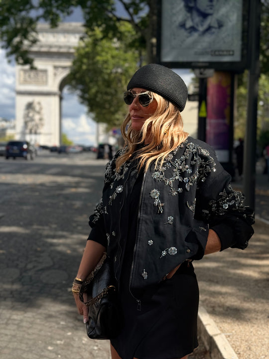Bomber brodes strass Noir HQ001