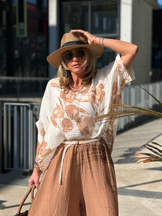 Blouse fluide camel 50168