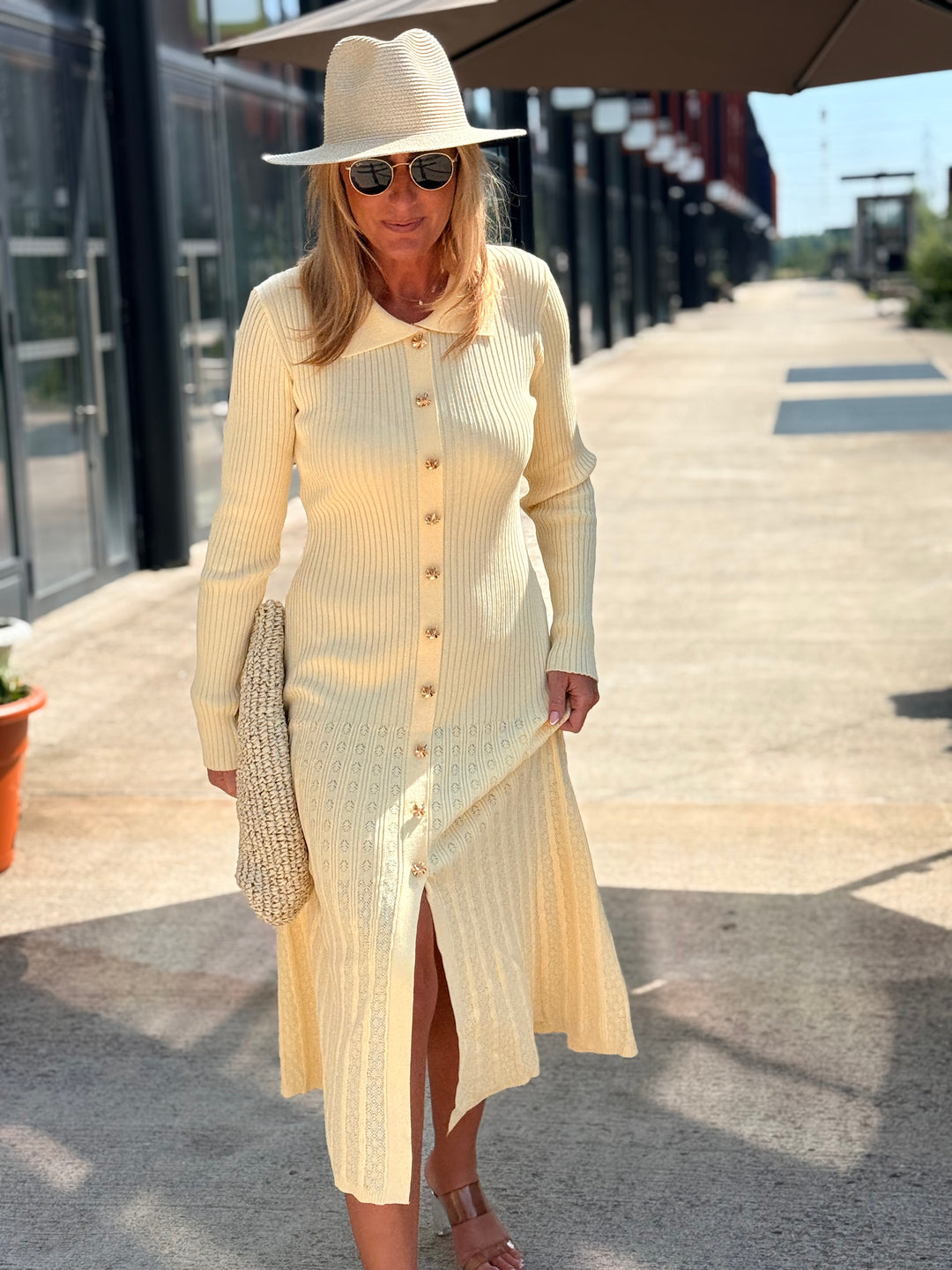 Robe pull longue JAUNE CLAIR 13235