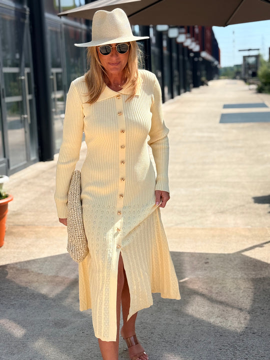 Robe pull longue JAUNE CLAIR 13235