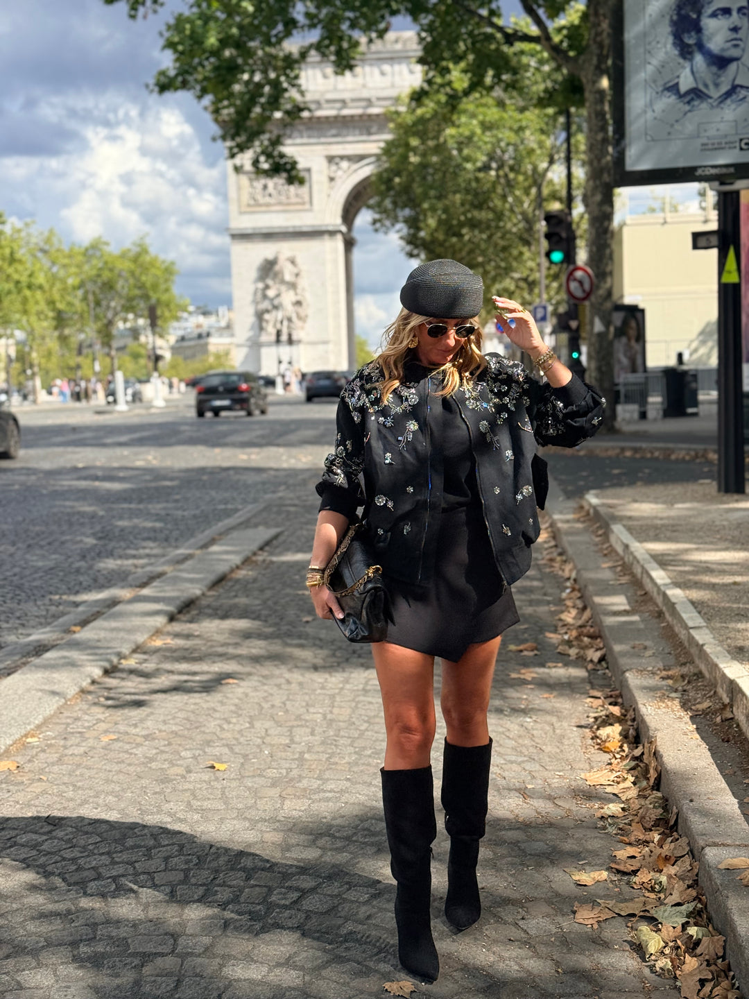 Bomber brodes strass Noir HQ001