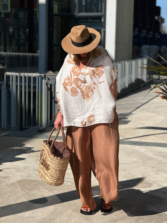 Blouse fluide camel 50168