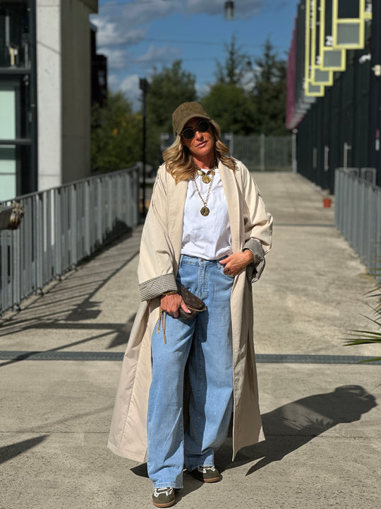 Trench beige revers carreaux AZ1586