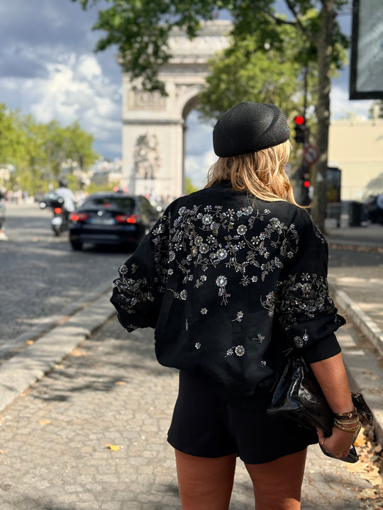 Bomber brodes strass Noir HQ001