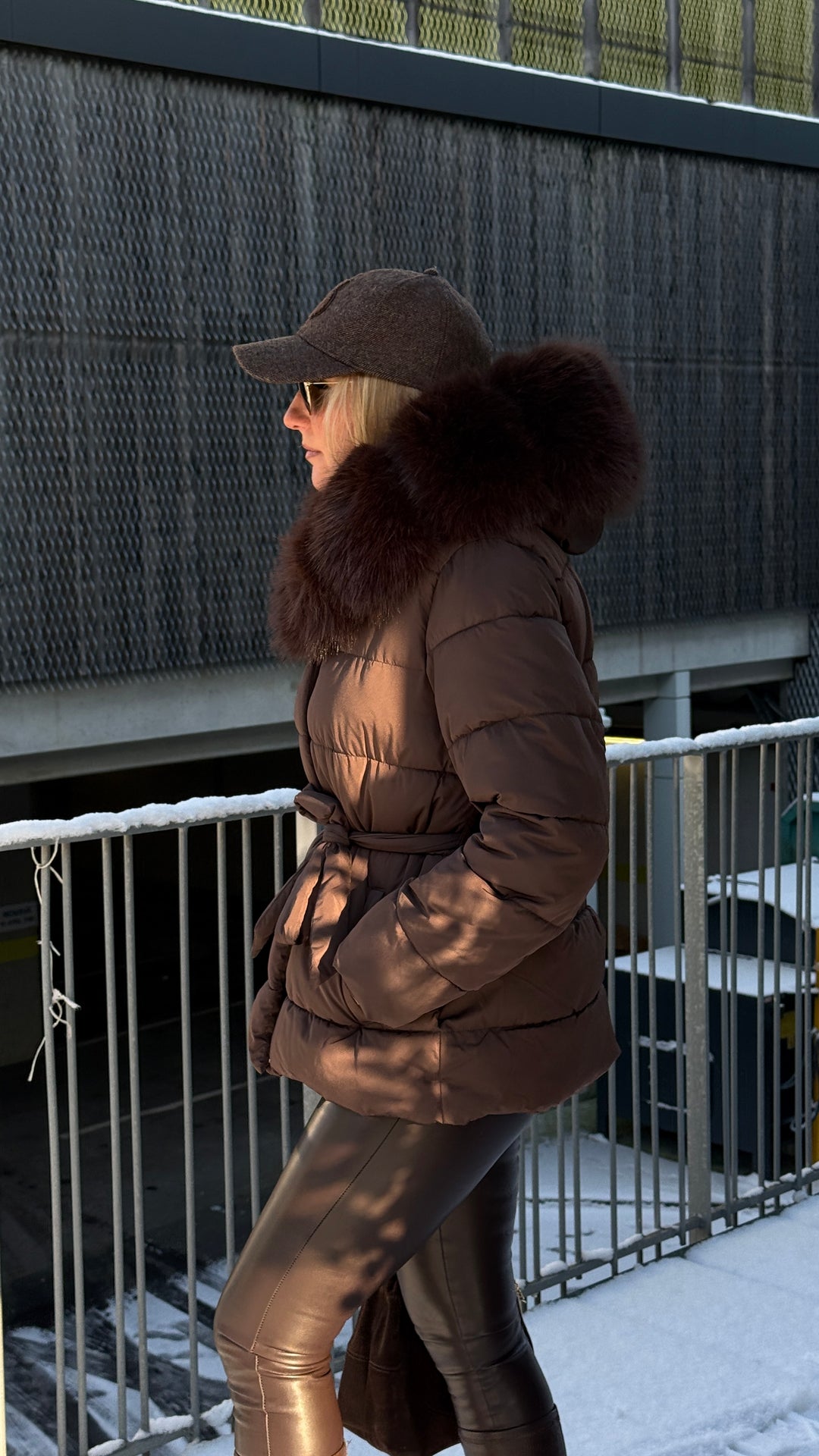 doudoune choco grand col fourrure w5006