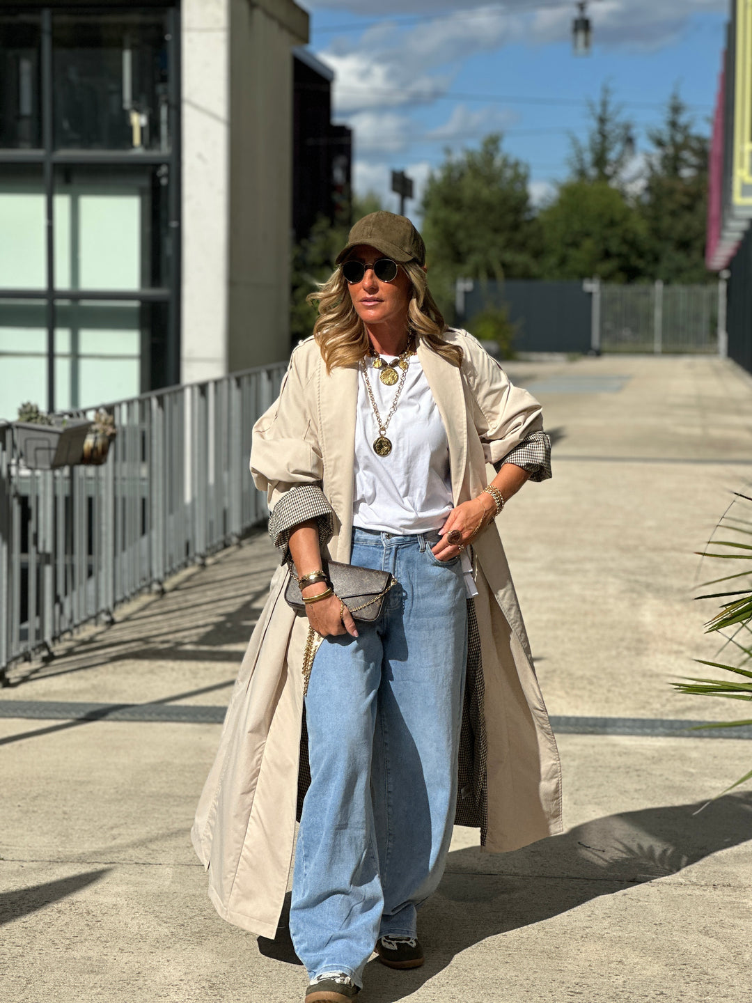 Trench beige revers carreaux AZ1586