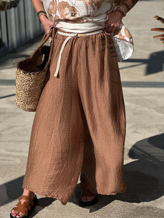 Pantalon tencel fluide camel 50162