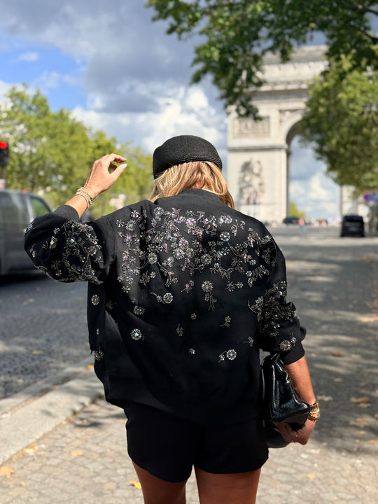 Bomber brodes strass Noir HQ001