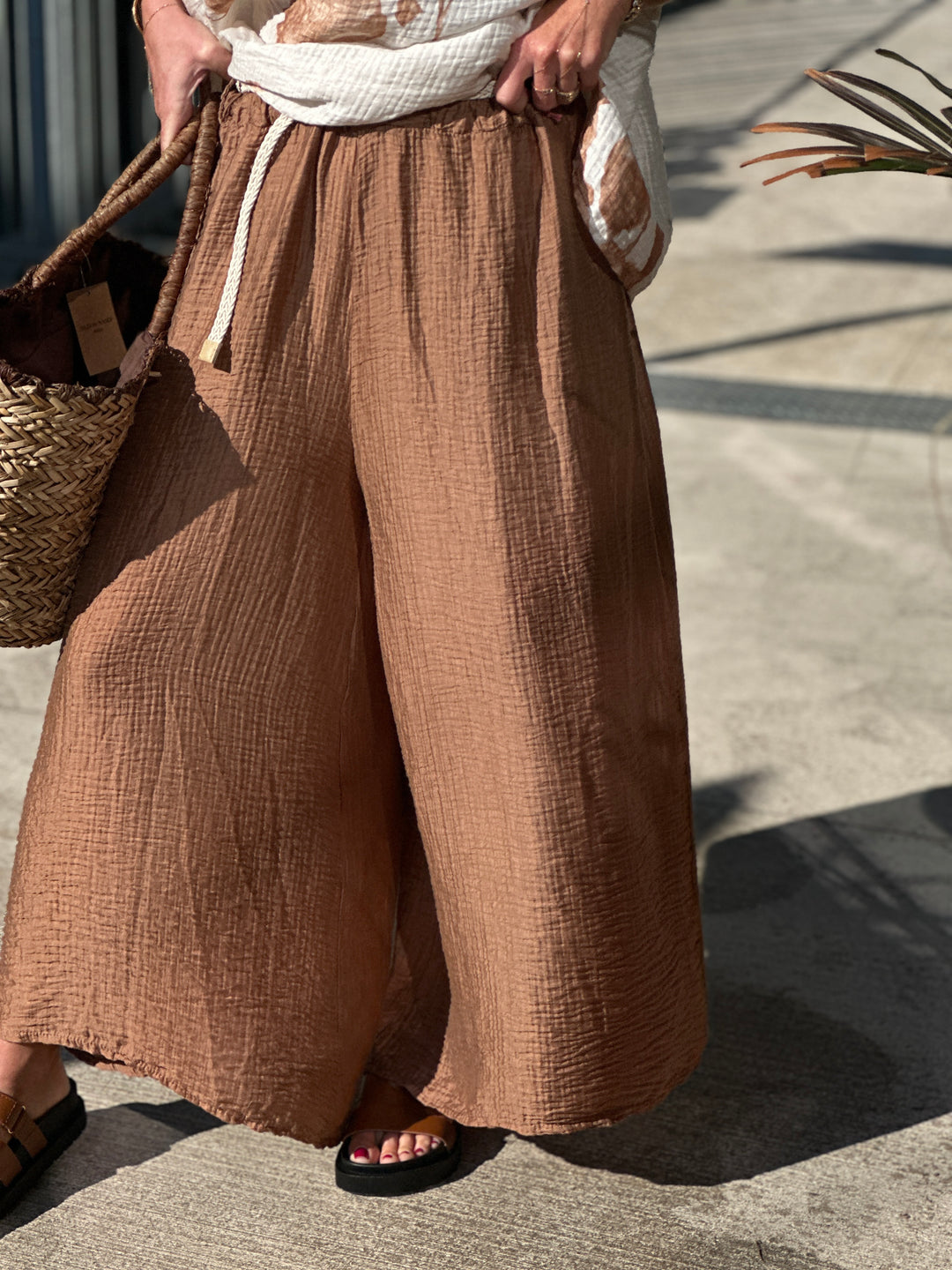 Pantalon tencel fluide camel 50162