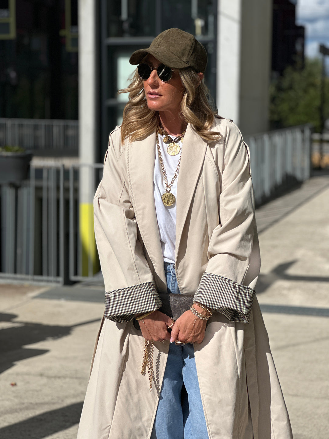 Trench beige revers carreaux AZ1586