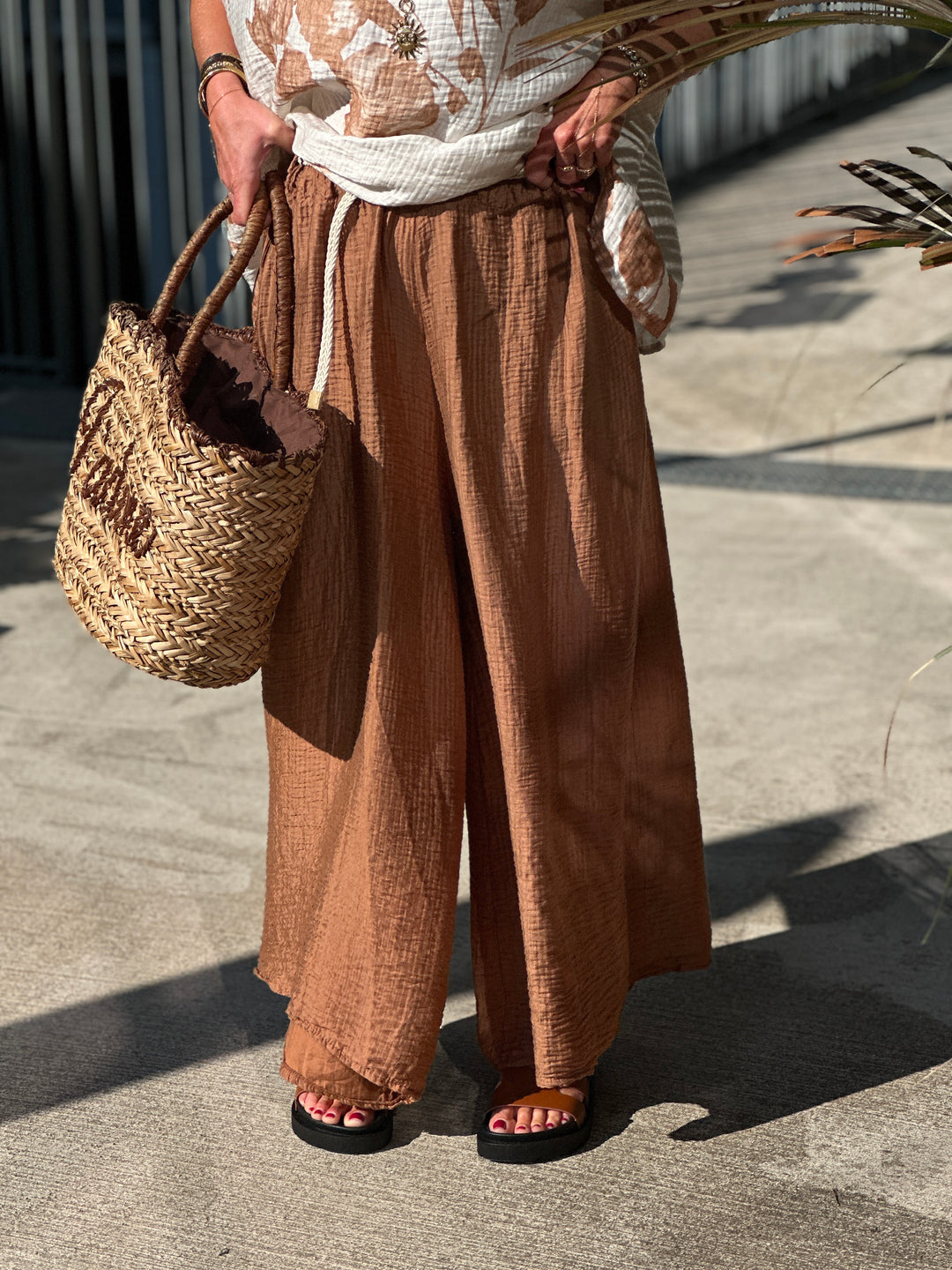 Pantalon tencel fluide camel 50162