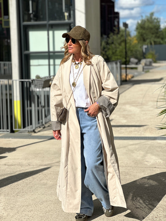 Trench beige revers carreaux AZ1586
