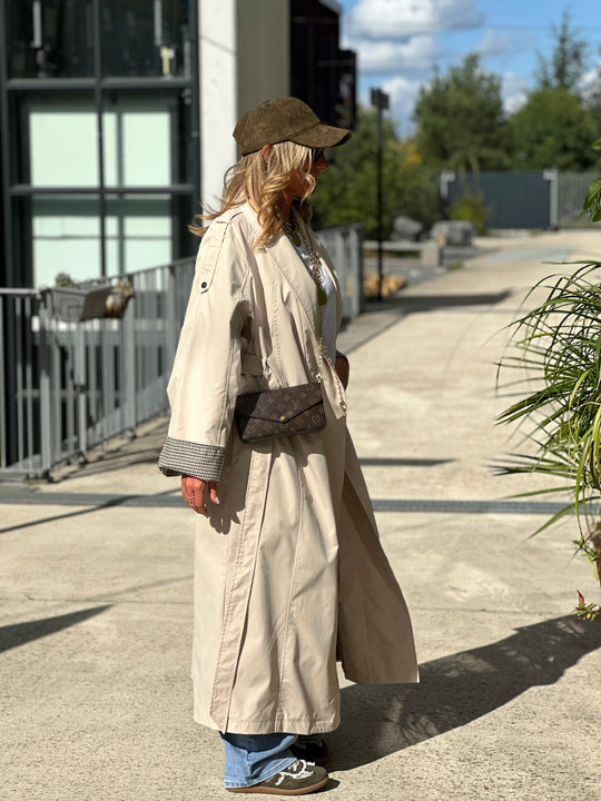 Trench beige revers carreaux AZ1586