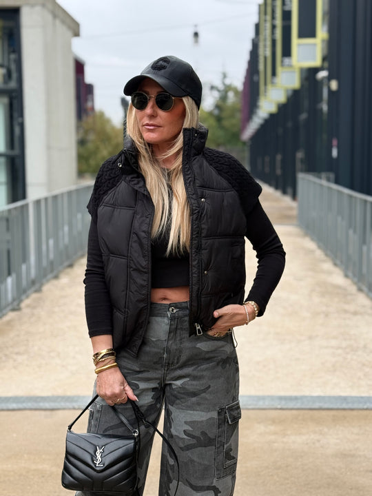 Doudoune manches courts tricoté 10332 Noir