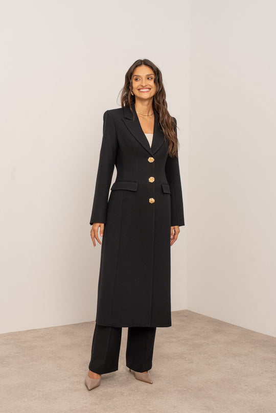 Manteau long boutons Or noir 2515