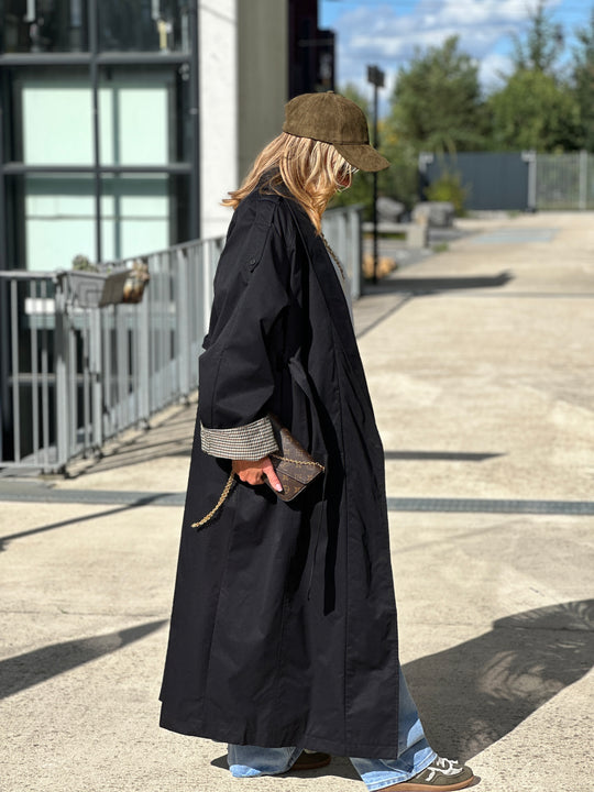 Trench noir revers carreaux AZ1586