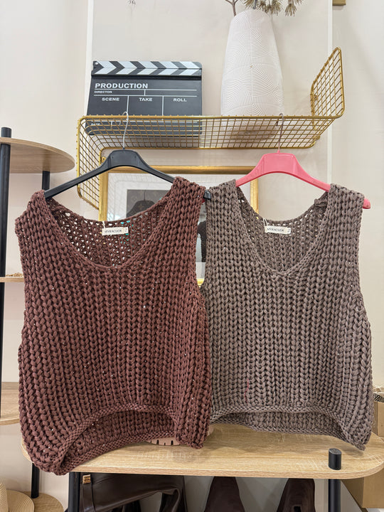 Pull sans manches strass 6024