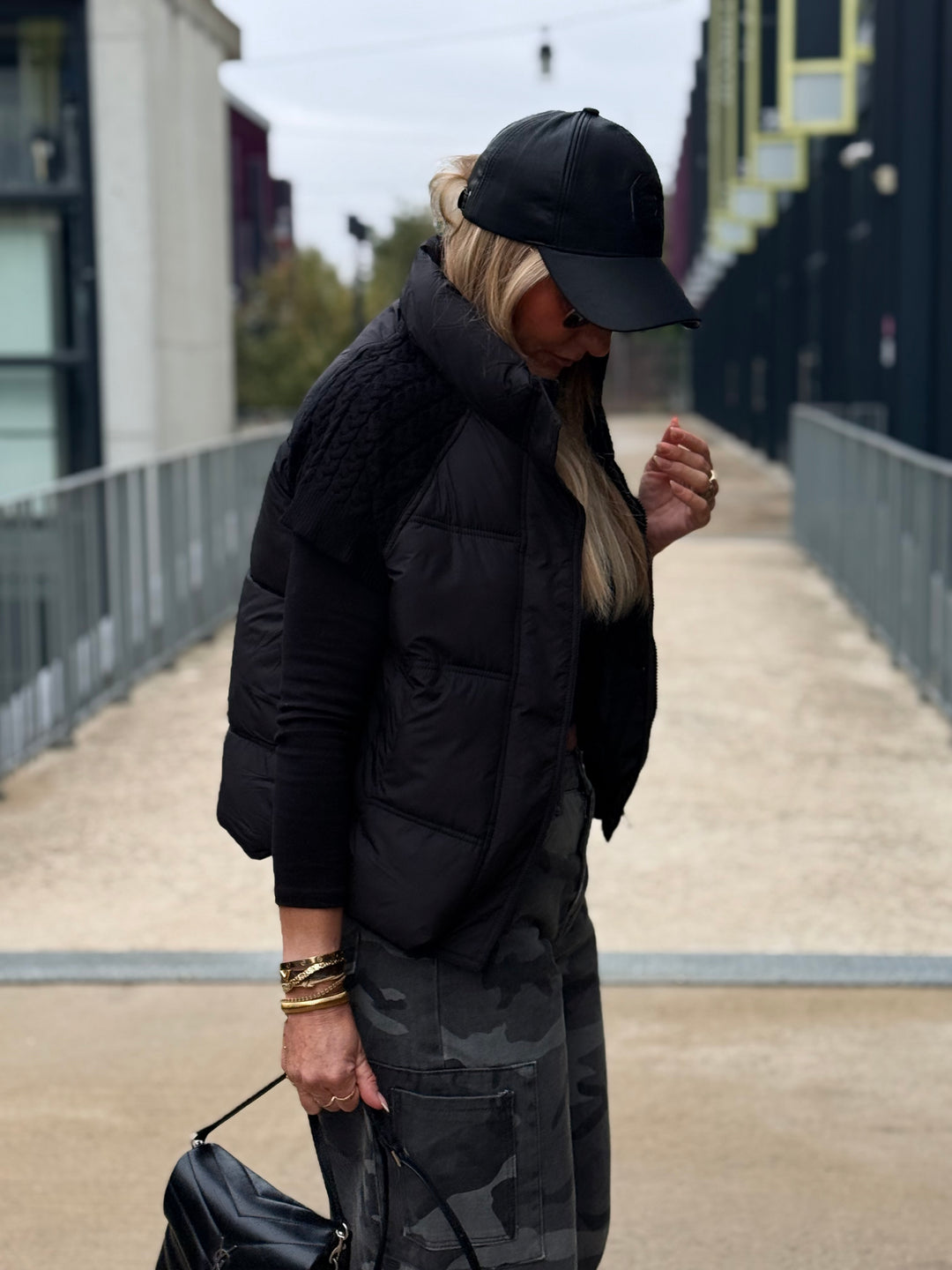 Doudoune manches courts tricoté 10332 Noir