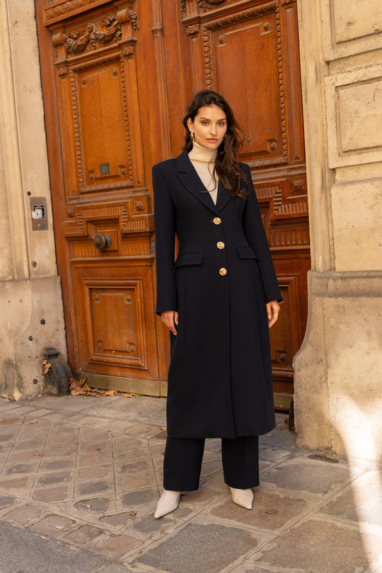 Manteau long boutons Or noir 2515