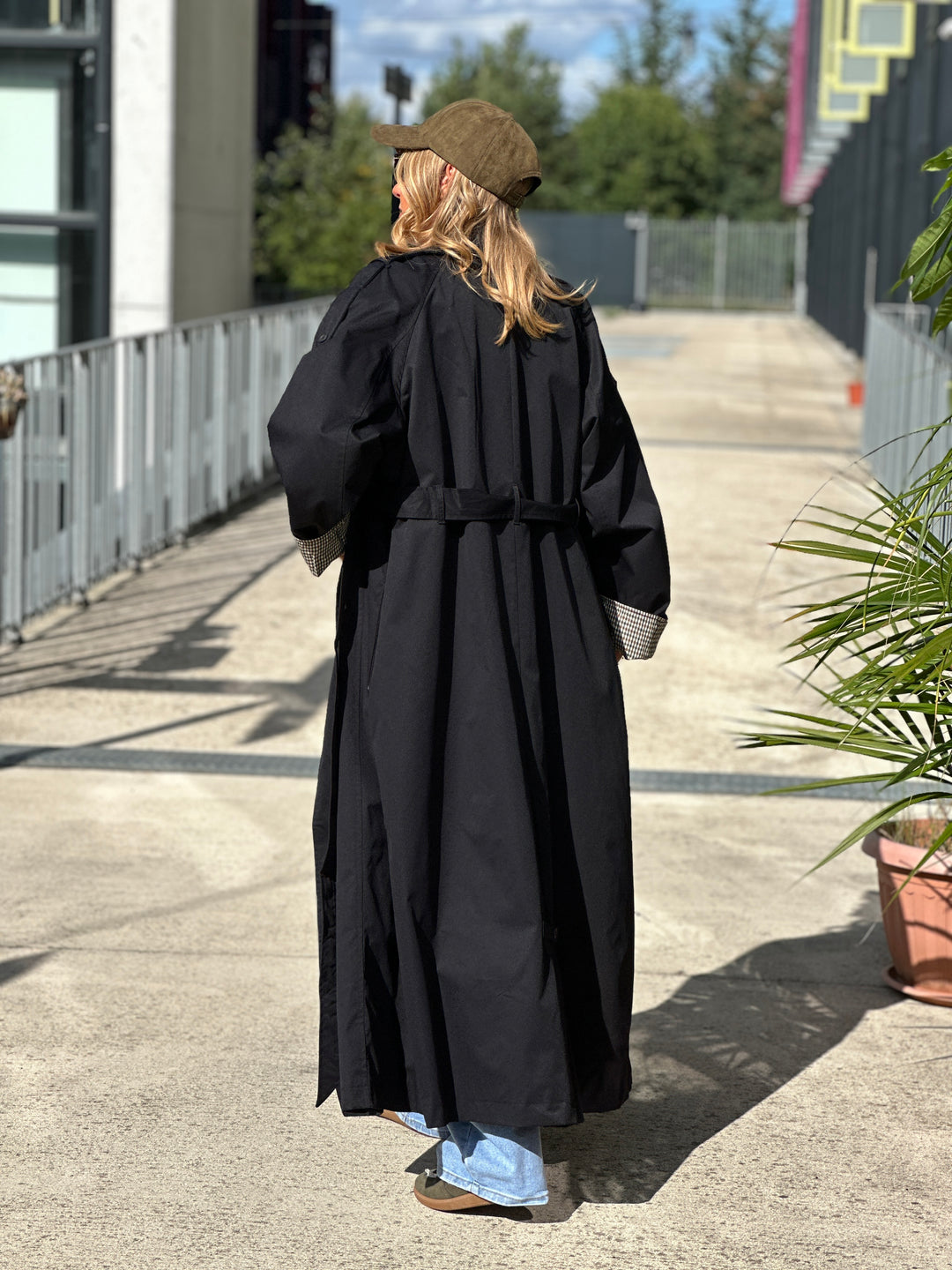 Trench noir revers carreaux AZ1586