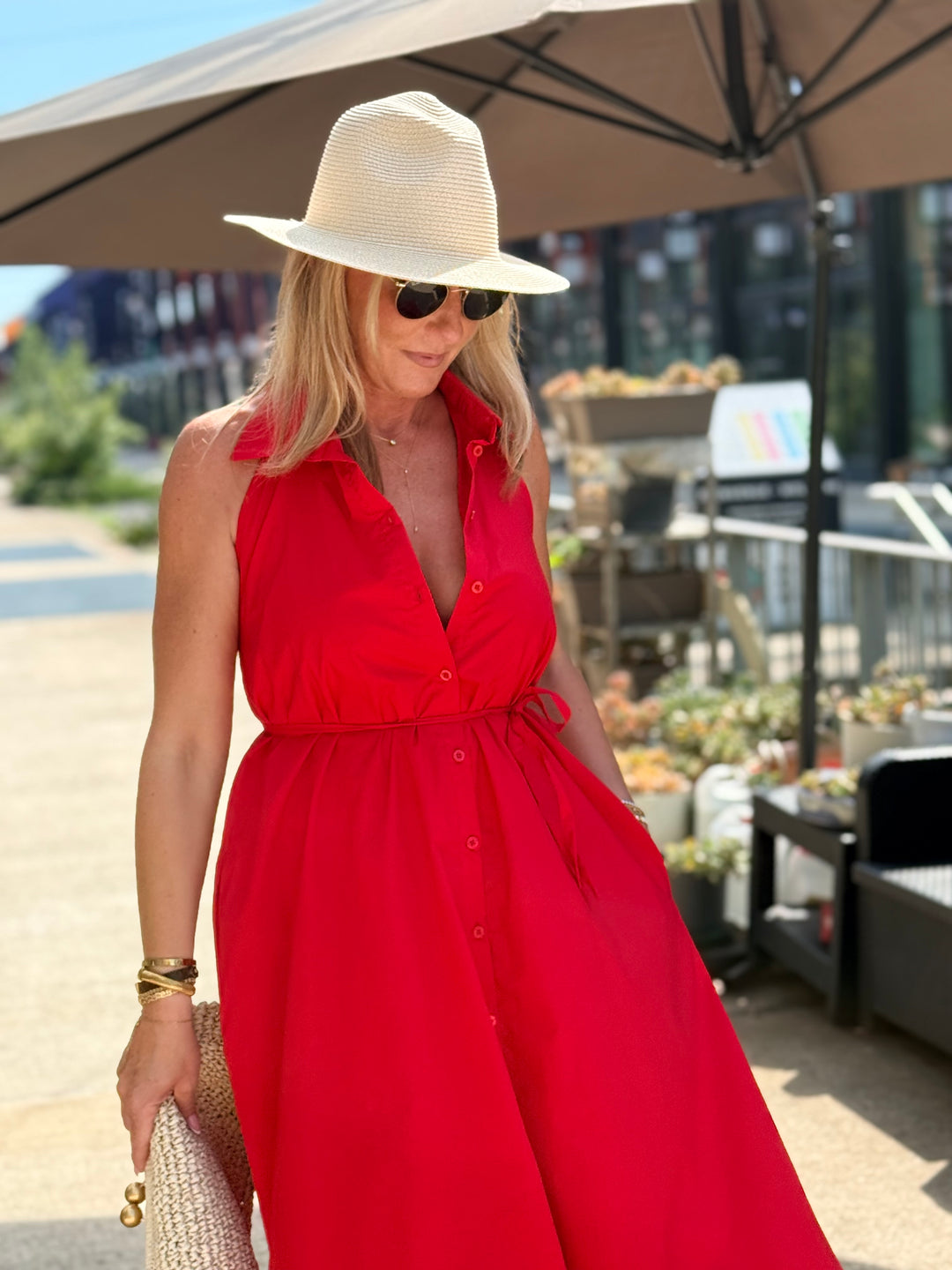 Robe longue ROUGE avec poche 4601