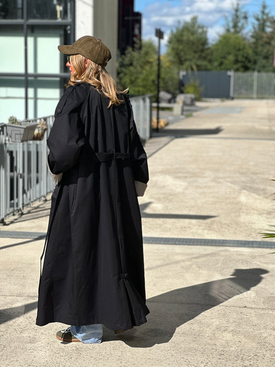 Trench noir revers carreaux AZ1586