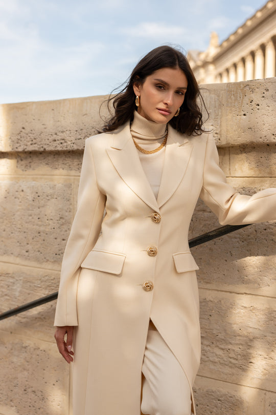 Manteau long boutons Or écru 2515