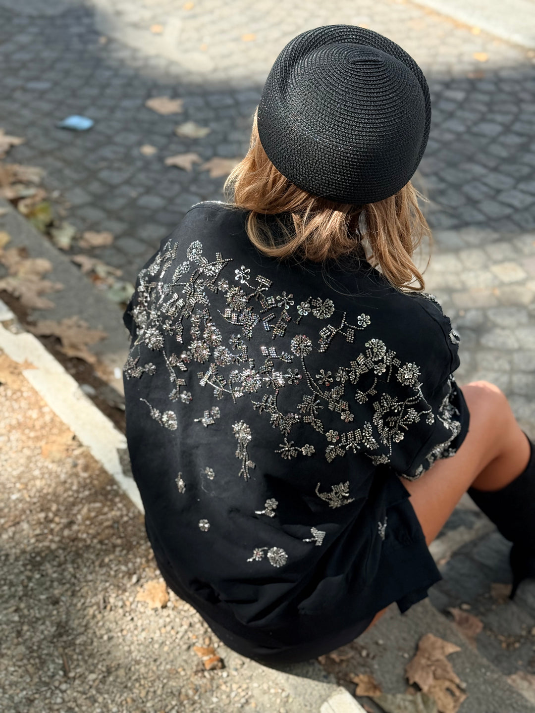 Bomber brodes strass Noir HQ001