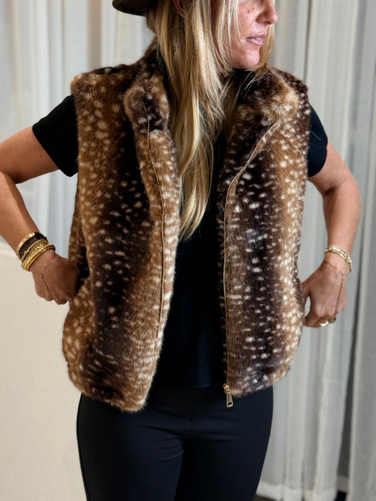 Gilet fourrure Bambi foncé