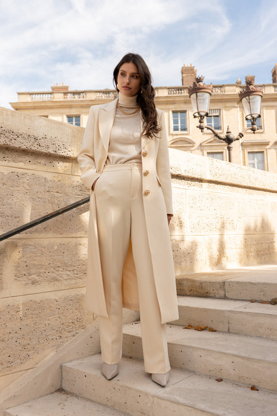 Manteau long boutons Or écru 2515
