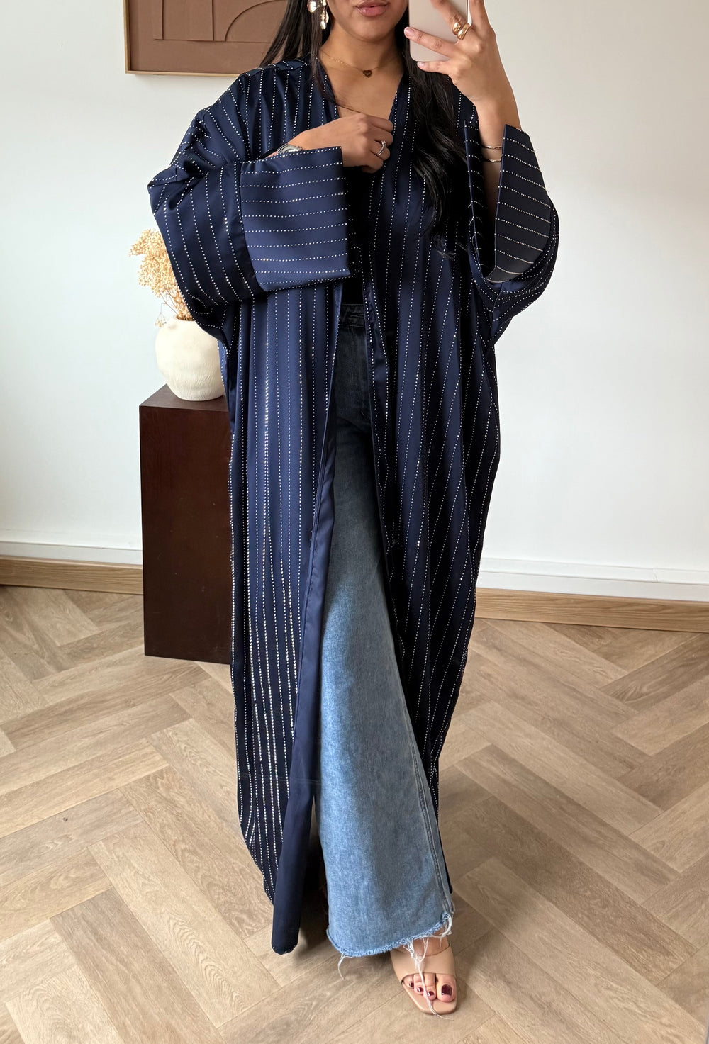 Kimono abaya strass Bleu marine/N11