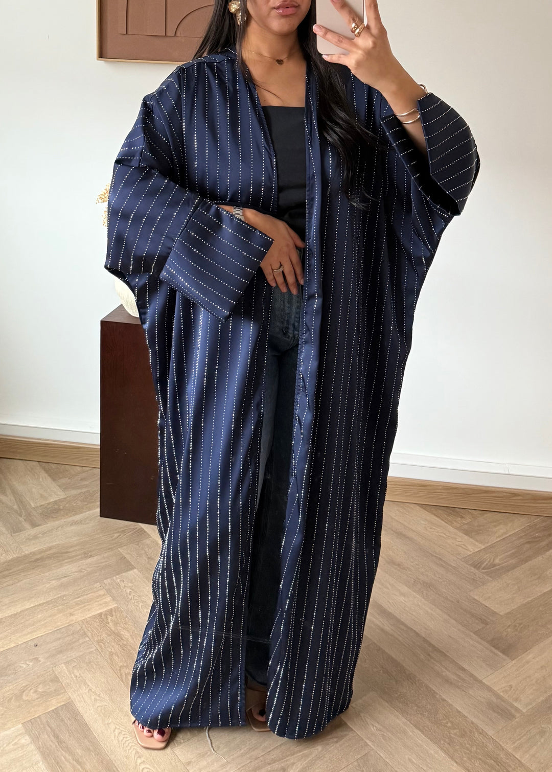 Kimono abaya strass Bleu marine/N11