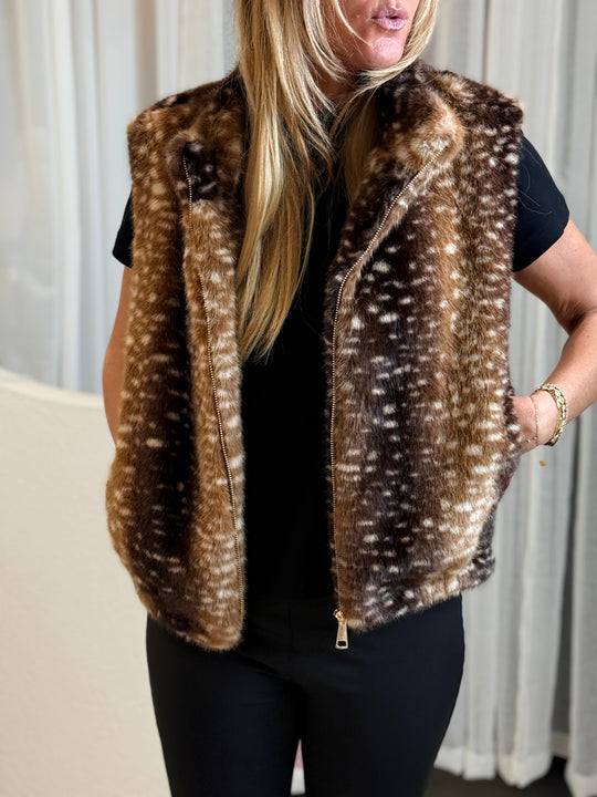 Gilet fourrure Bambi foncé