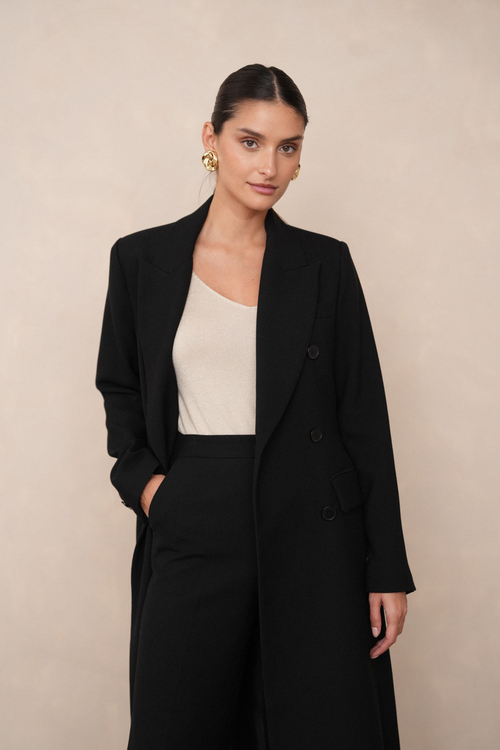 Manteau Blazer long Noir 2442