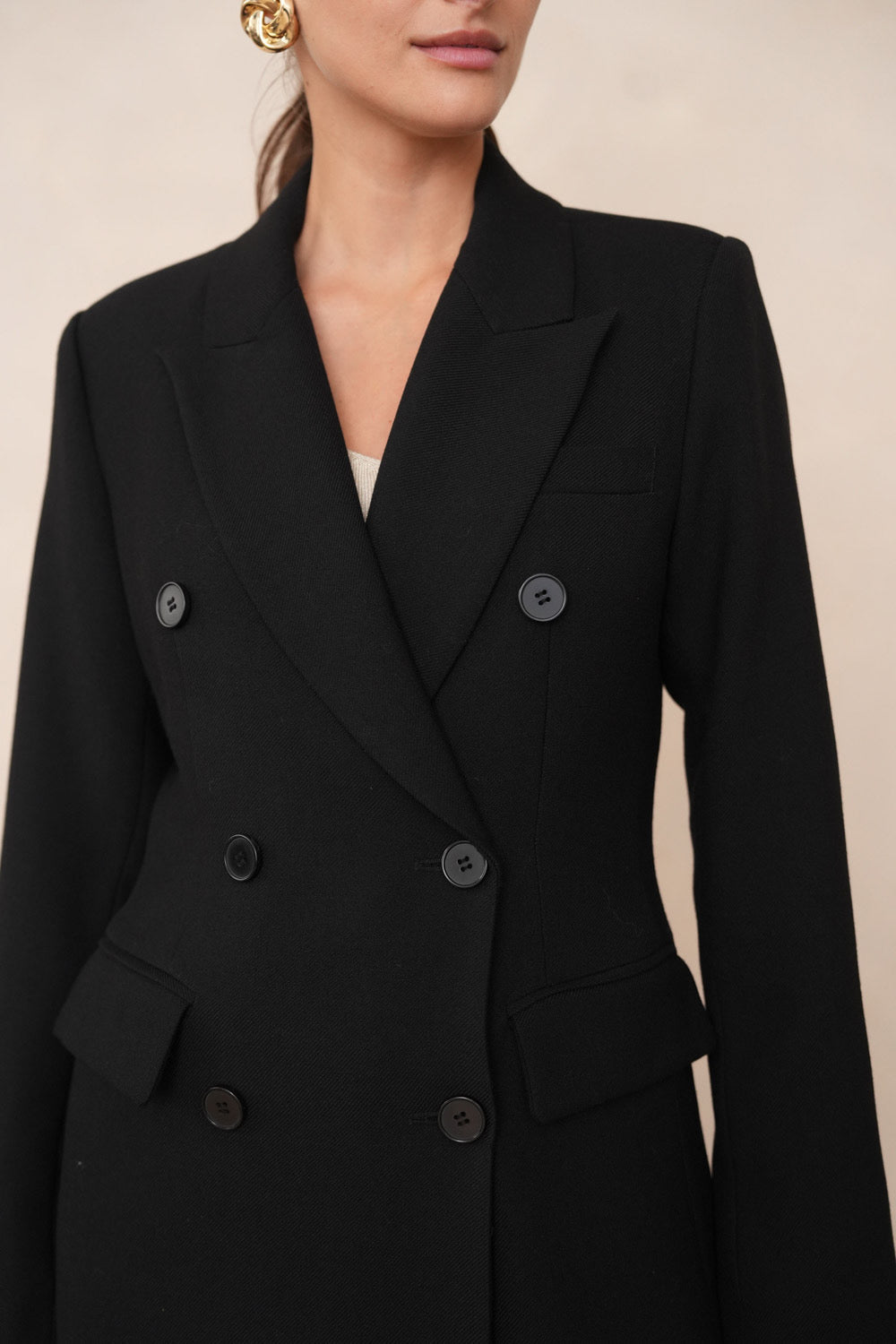 Manteau Blazer long Noir 2442