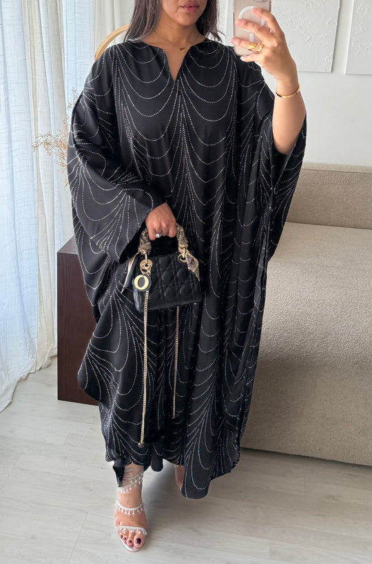 Robe abaya strass noir / N08