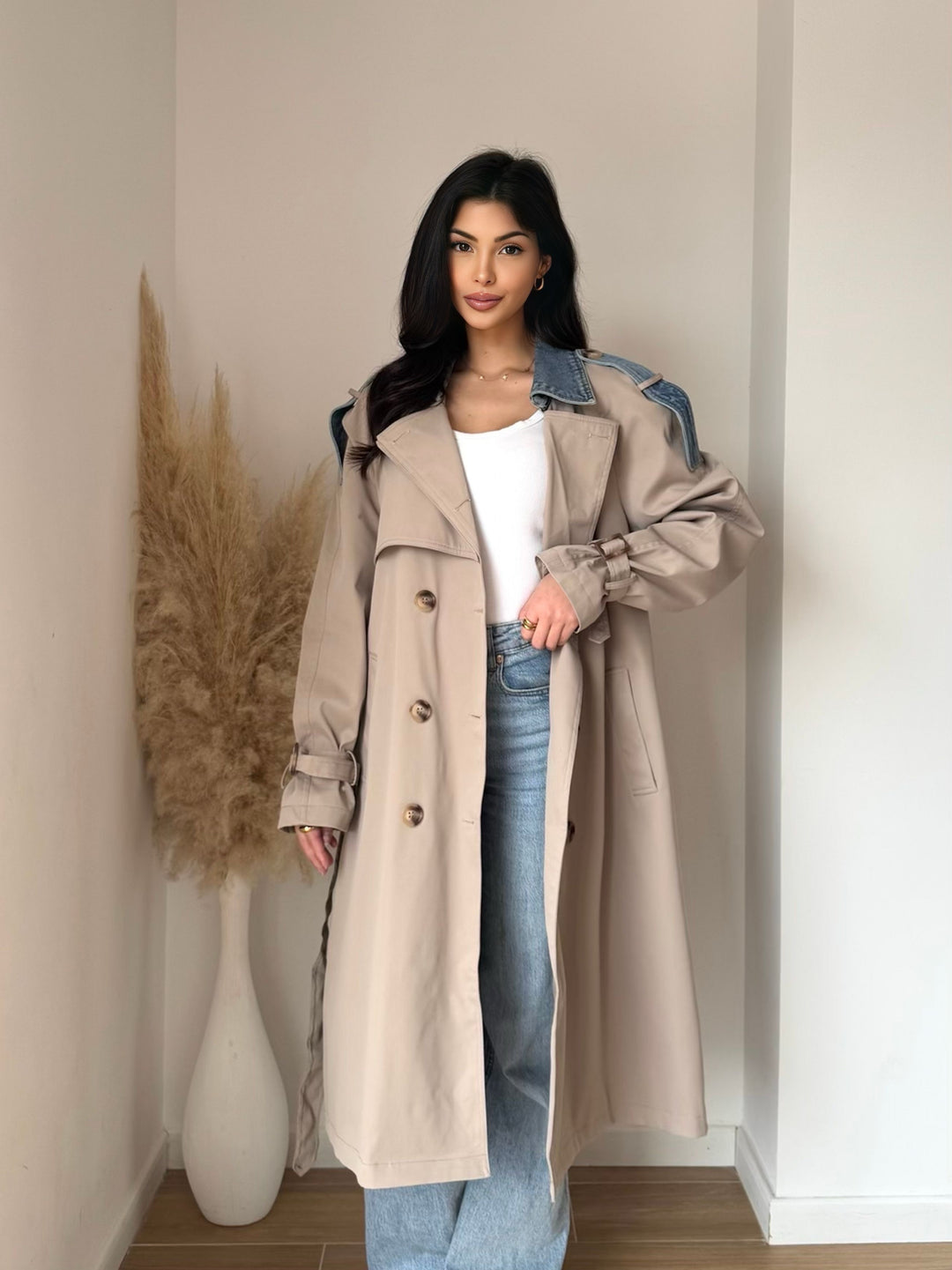 Trench milong taupe jean W105-1