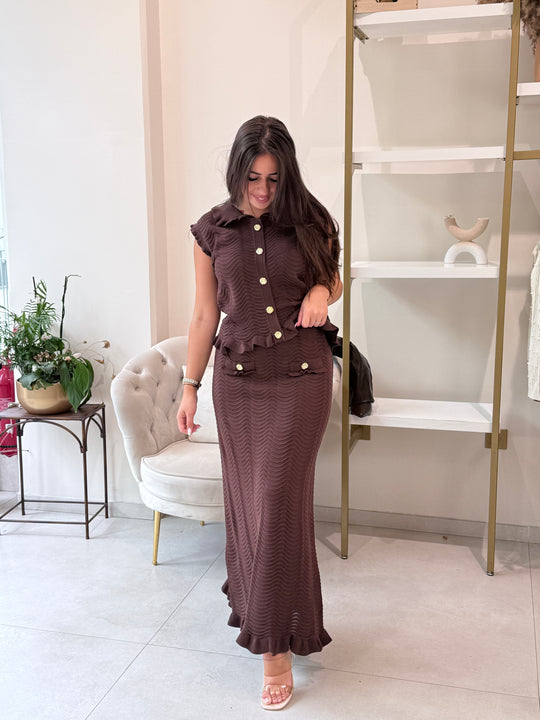 Ensemble top et jupe longue Choco 10133