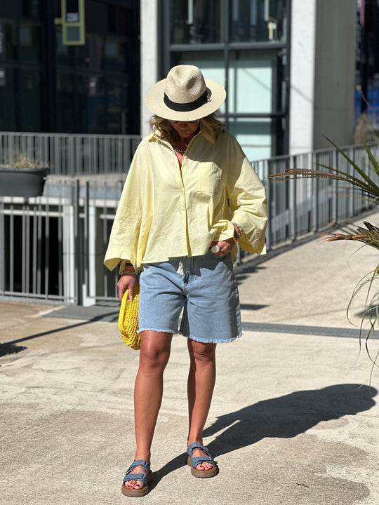 Short jean droite ceinture